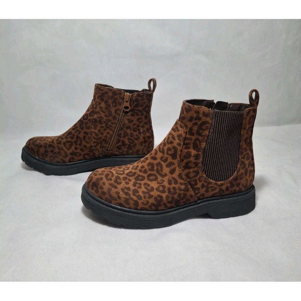 Cat & Jack Zita Slip on Chelsea Boots Girls Size 2 Leopard BrownTarget Kids Shoe - Picture 2 of 7